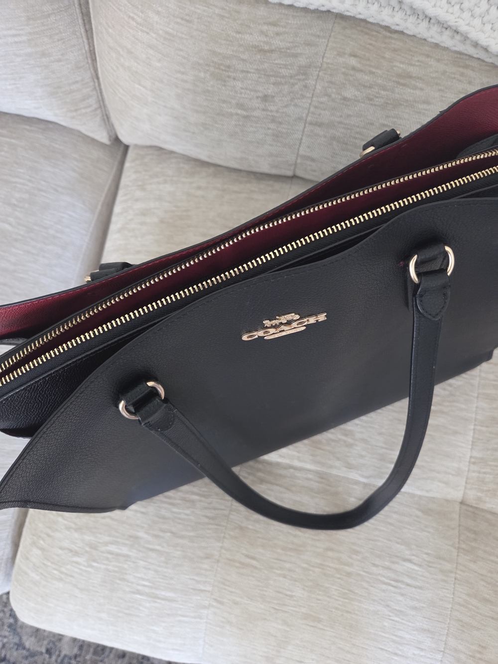COACH Black Leather Tatum Laptop Carryall Shoulder Bag - Picture 2 of 13